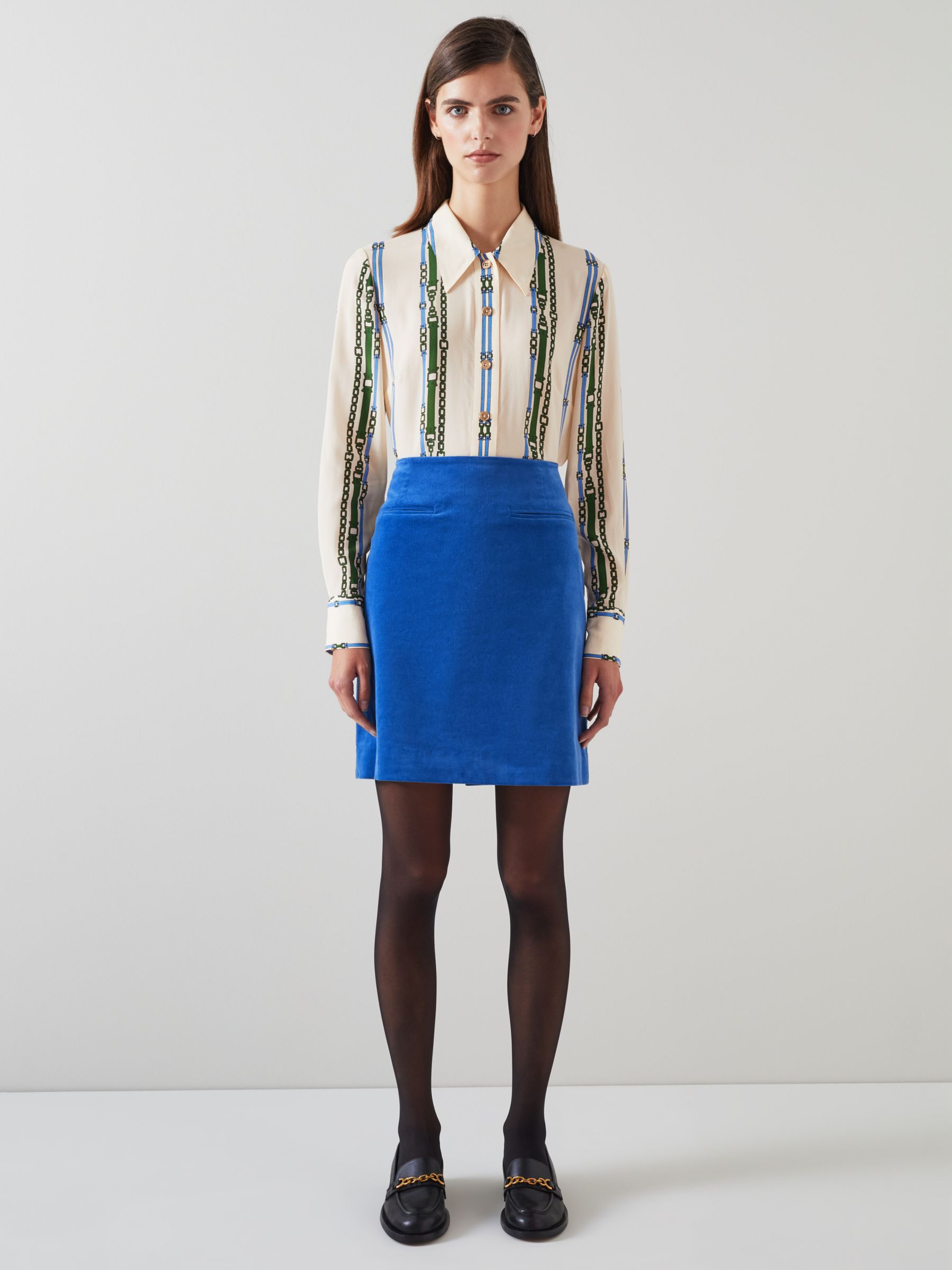 Buy L.K.Bennett Deborah Mini A-Line Skirt, Blue Online at johnlewis.com