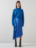 L.K.Bennett Zoe Slip Ruffle Detail Midi Skirt, Blue