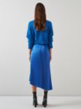 L.K.Bennett Zoe Slip Ruffle Detail Midi Skirt, Blue, Blue
