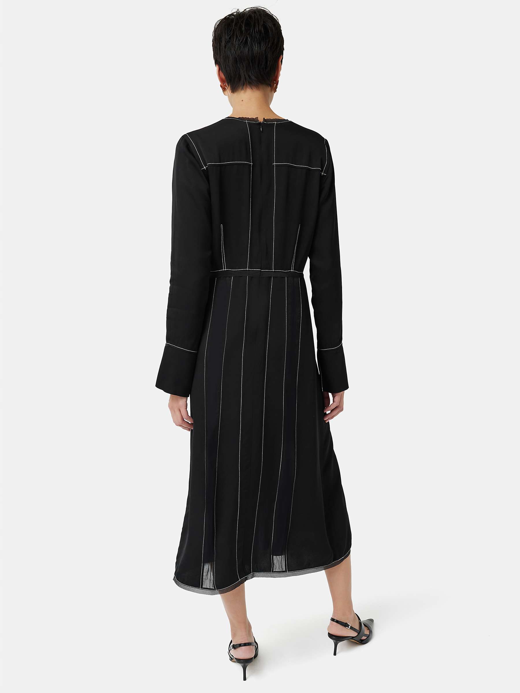 Buy Jigsaw Contrast Stitch Midi Dress, Black/White Online at johnlewis.com