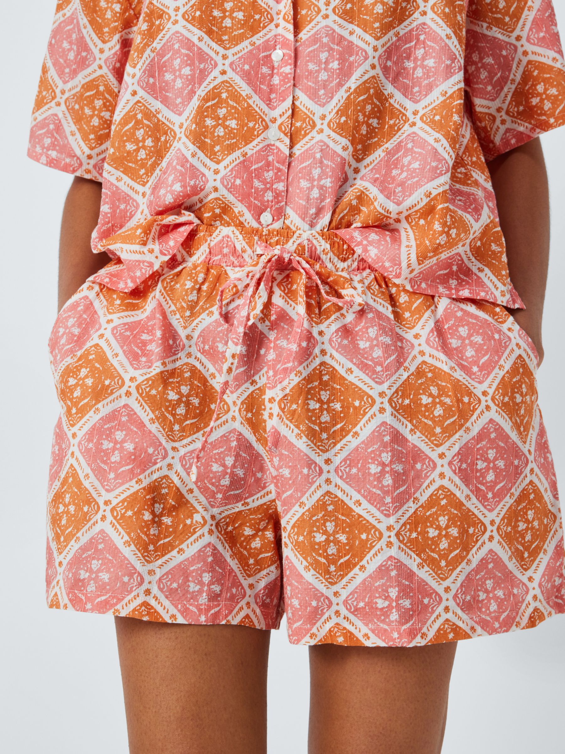 Buy AND/OR Mosaic Tile Pyjama Shorts, Pink/Multi Online at johnlewis.com