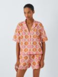 John Lewis Mosaic Tile Pyjama Shirt, Pink/Multi