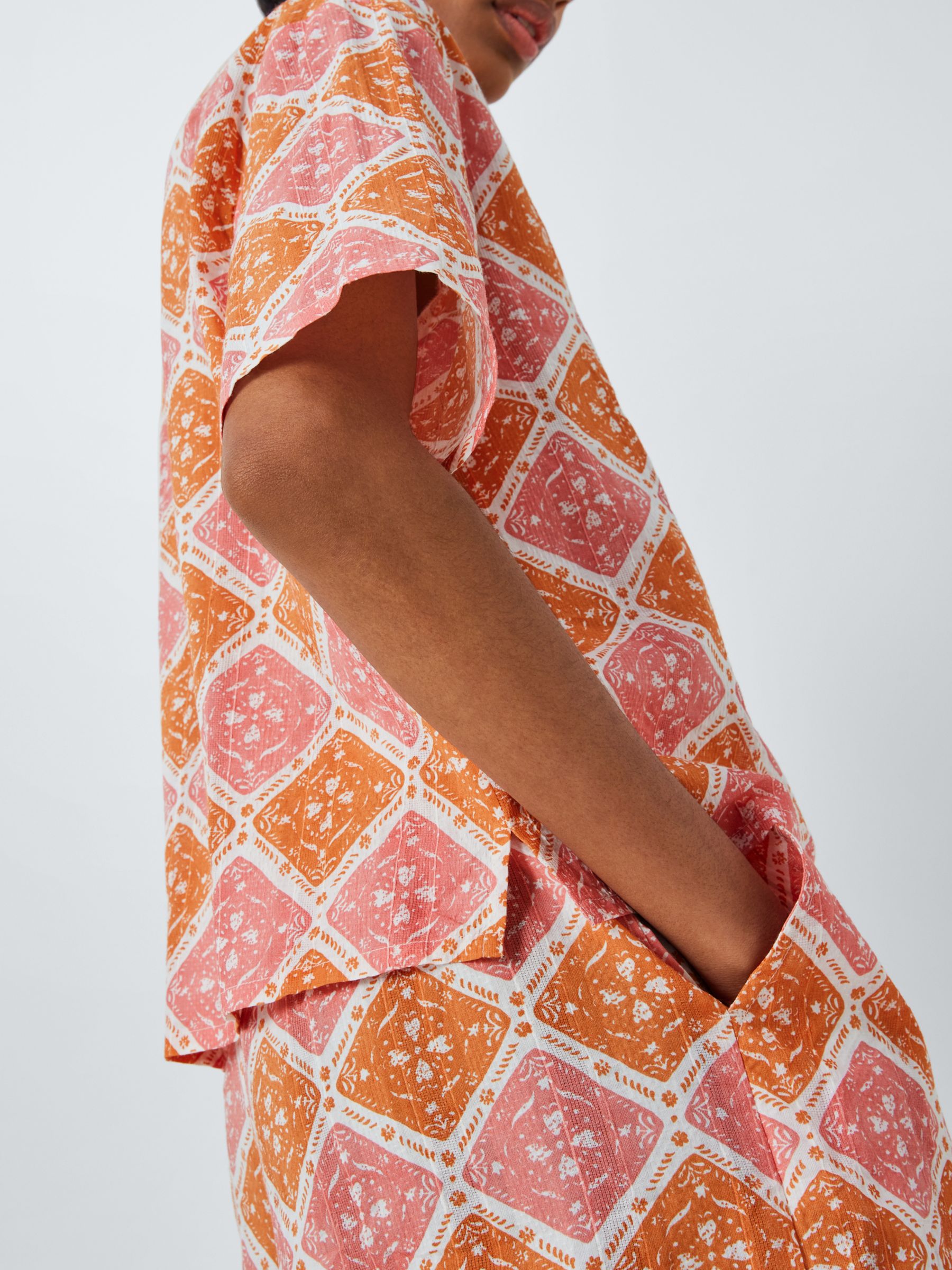 Buy AND/OR Mosaic Tile Pyjama Shirt, Pink/Multi Online at johnlewis.com