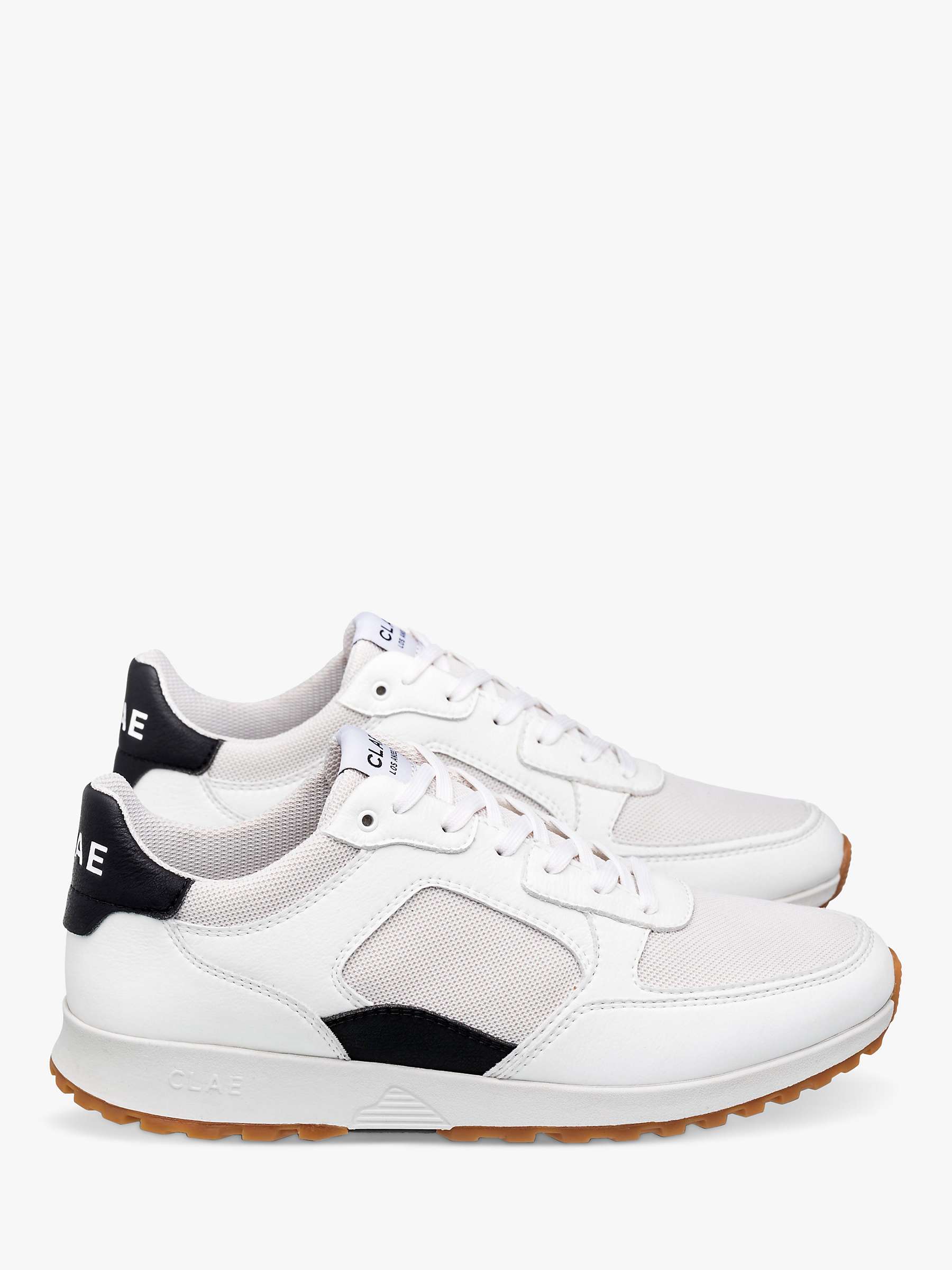 Buy CLAE Joshua Accent Vegan Lace Up Trainers, White/Black Online at johnlewis.com