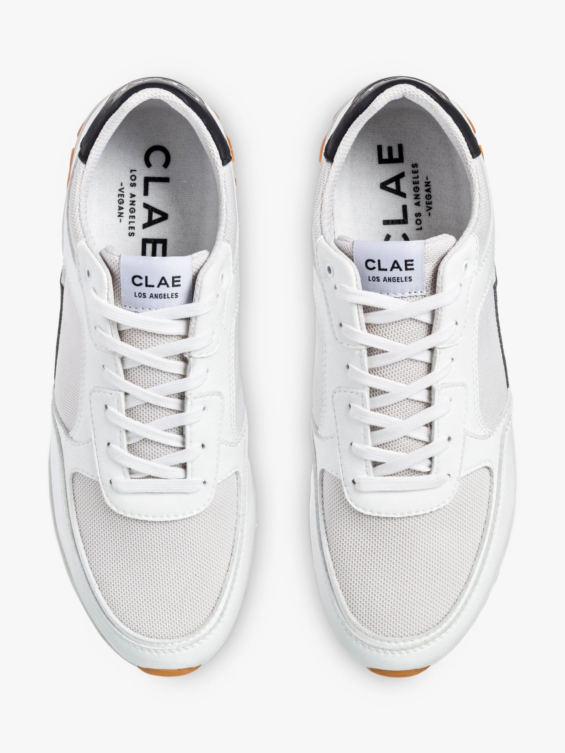 Buy CLAE Joshua Accent Vegan Lace Up Trainers, White/Black Online at johnlewis.com