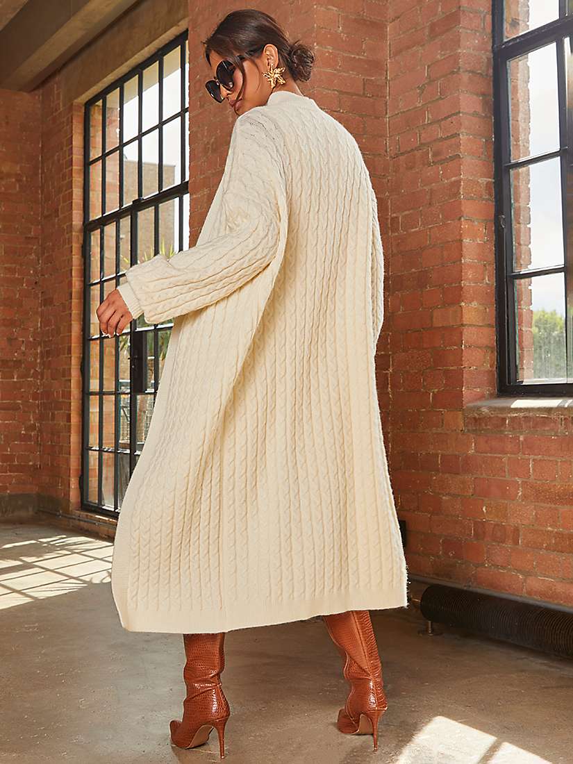 Buy Chi Chi London Longline Cable Knit Cardigan, Cream Online at johnlewis.com