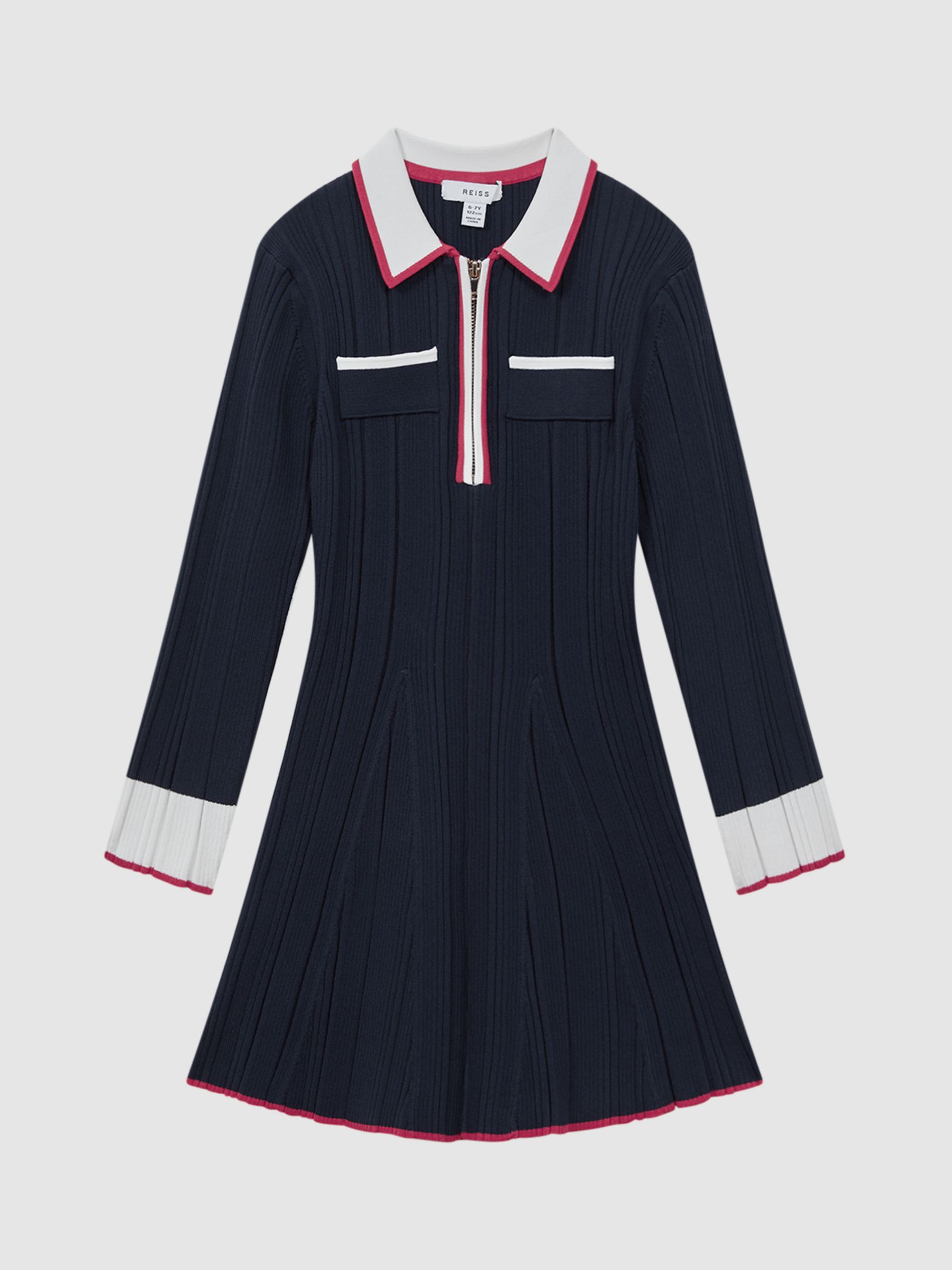 Reiss Kids' Annie Knitted Dress, Navy, 4-5 years
