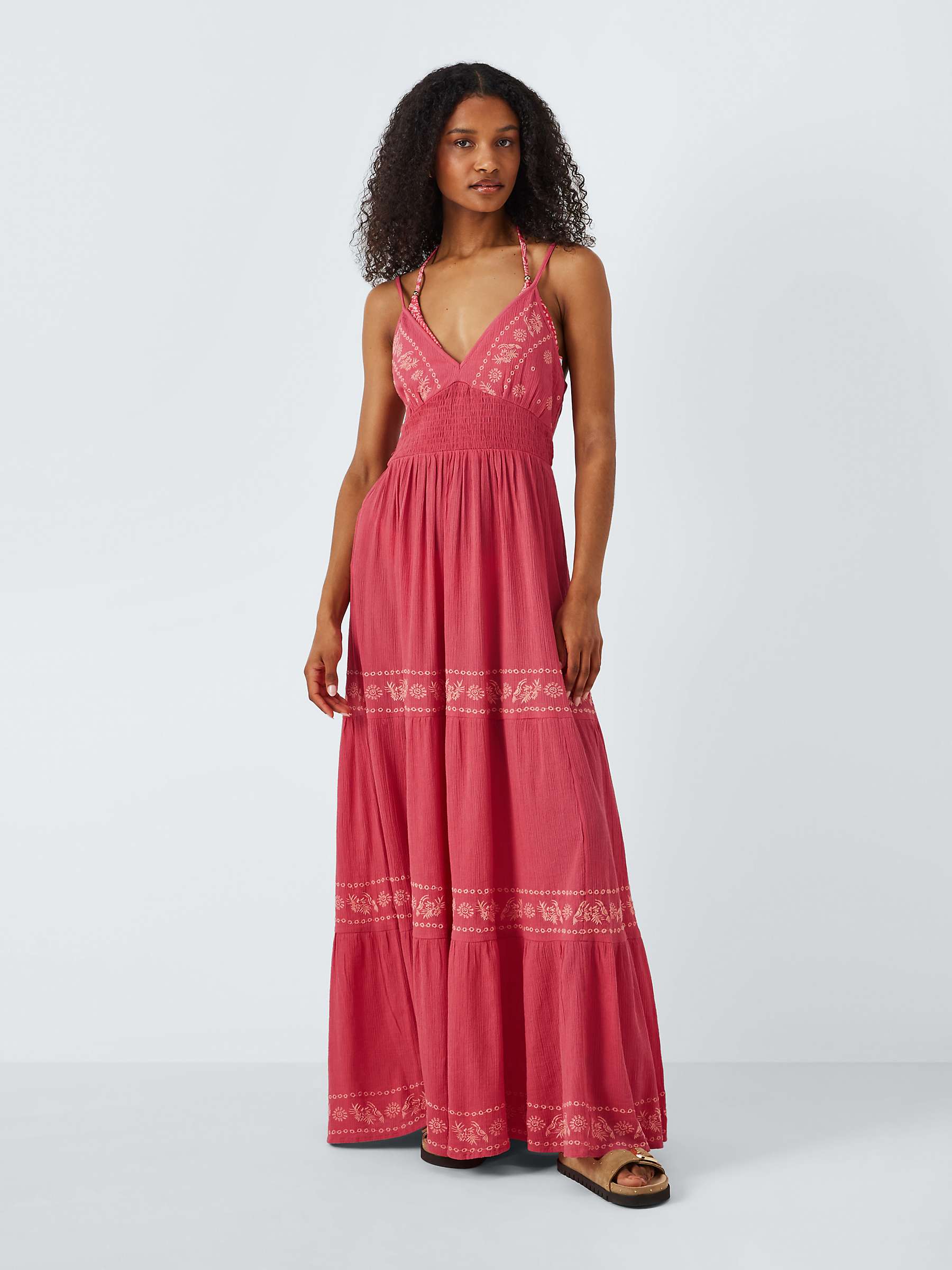 Buy AND/OR Tropic Embroidered Maxi Dress, Pink Online at johnlewis.com