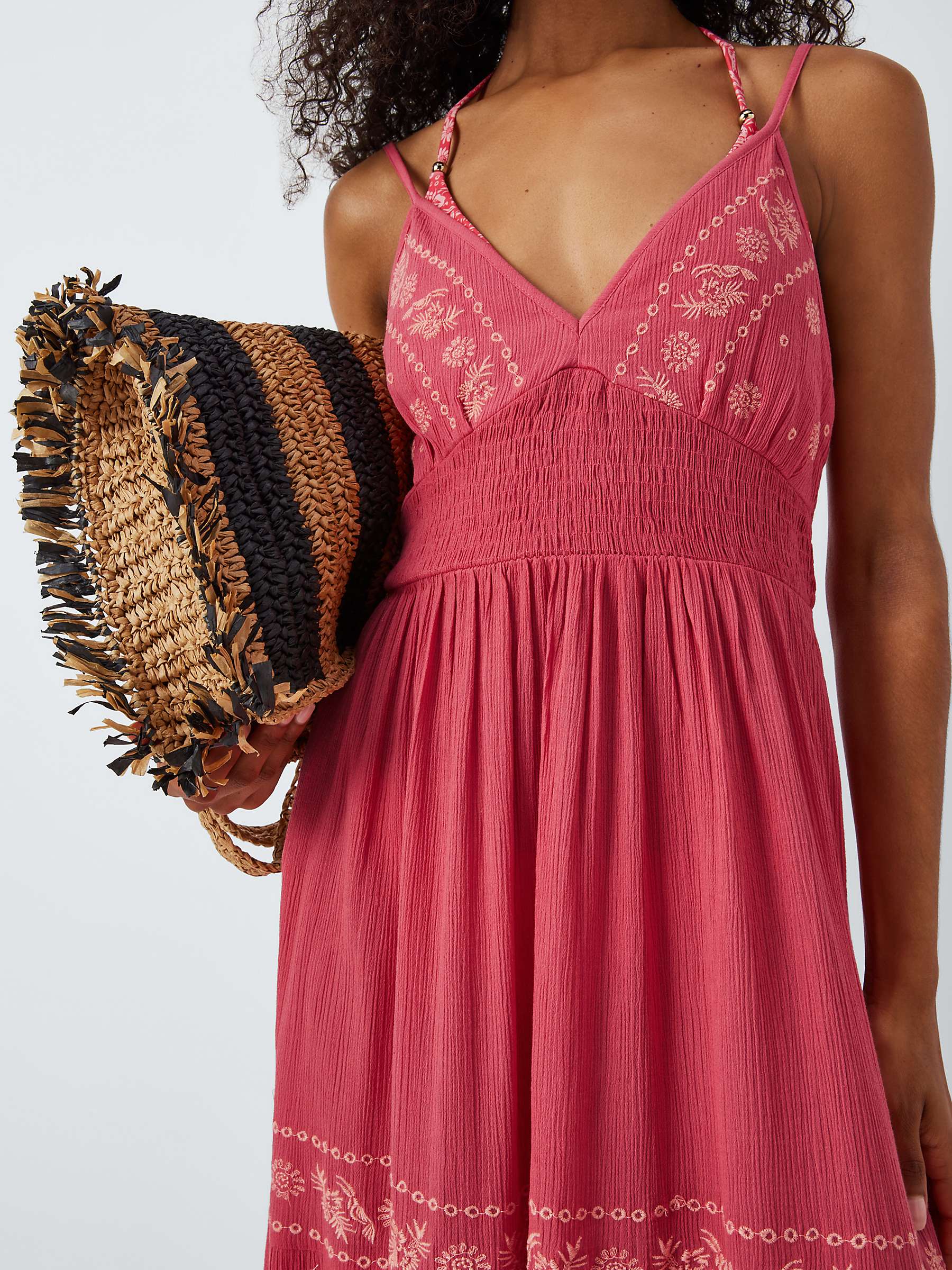 Buy AND/OR Tropic Embroidered Maxi Dress, Pink Online at johnlewis.com