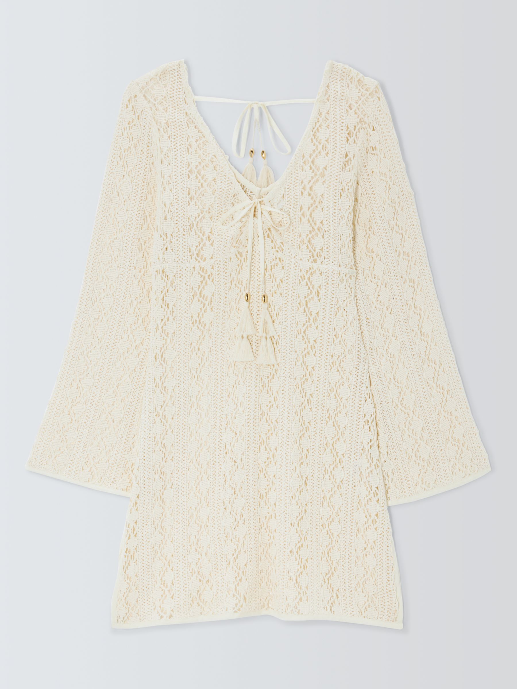 AND/OR Capri Crochet Mini Beach Dress, Cream, M