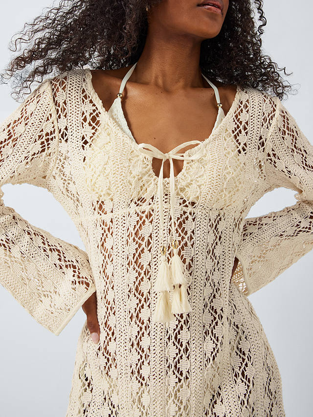 AND/OR Capri Crochet Mini Beach Dress, Cream