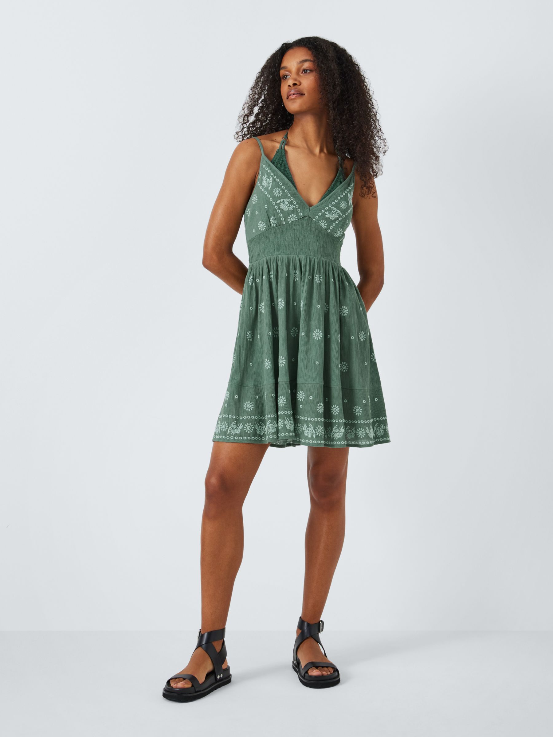 Buy AND/OR Tropics Embroidered Mini Beach Dress, Green Online at johnlewis.com