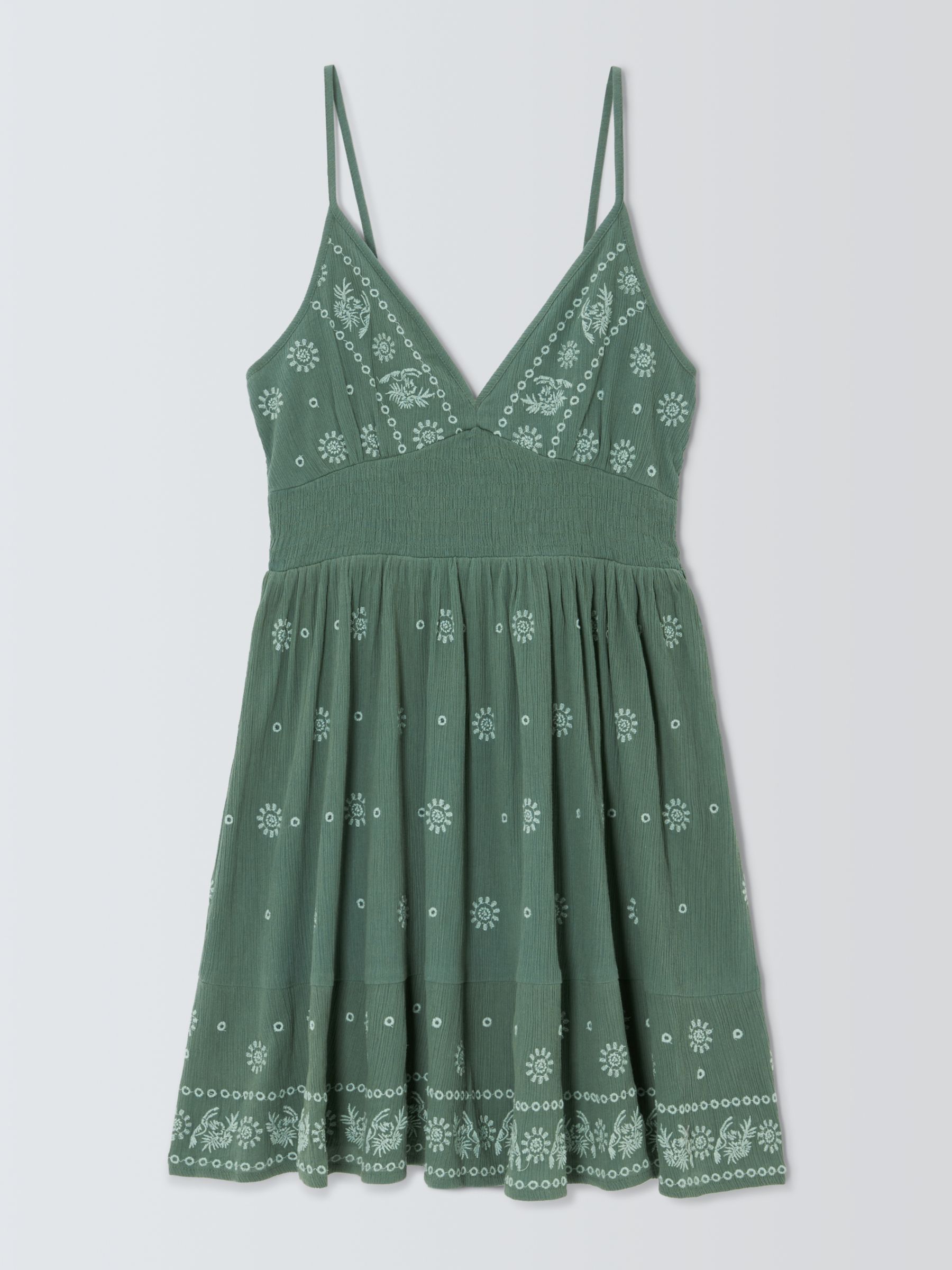 AND/OR Tropics Embroidered Mini Beach Dress, Green, S