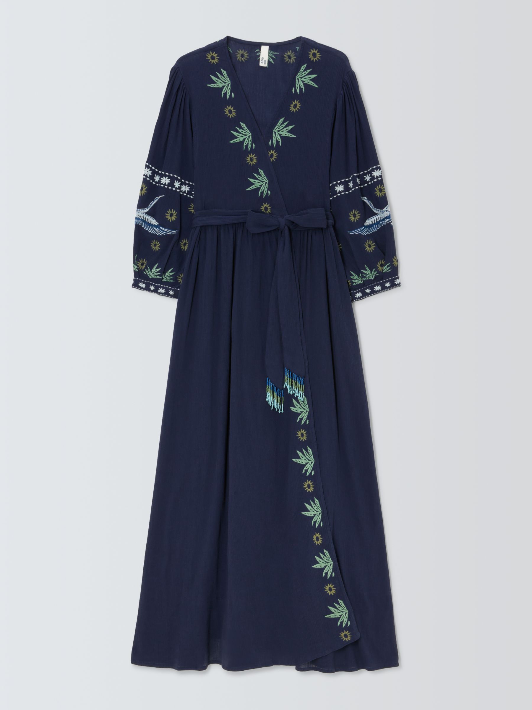 AND/OR Botanical Crane Beach Dress, Blue, S