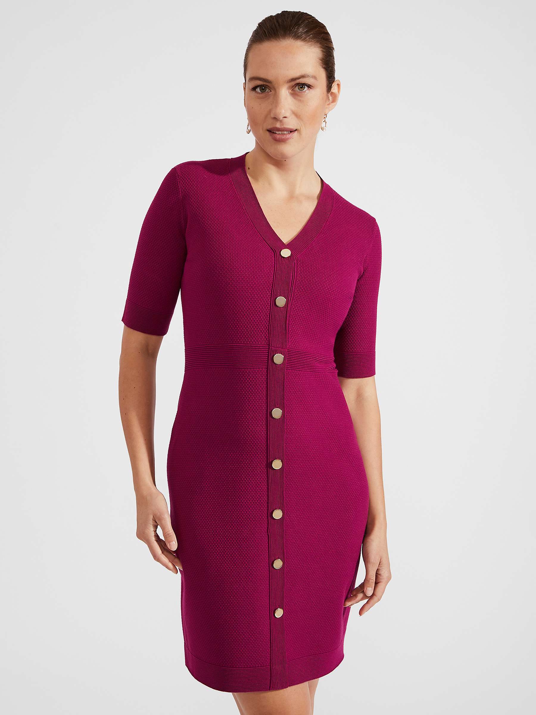 Buy Hobbs Marianne Knitted Shift Dress, Bramble Purple Online at johnlewis.com