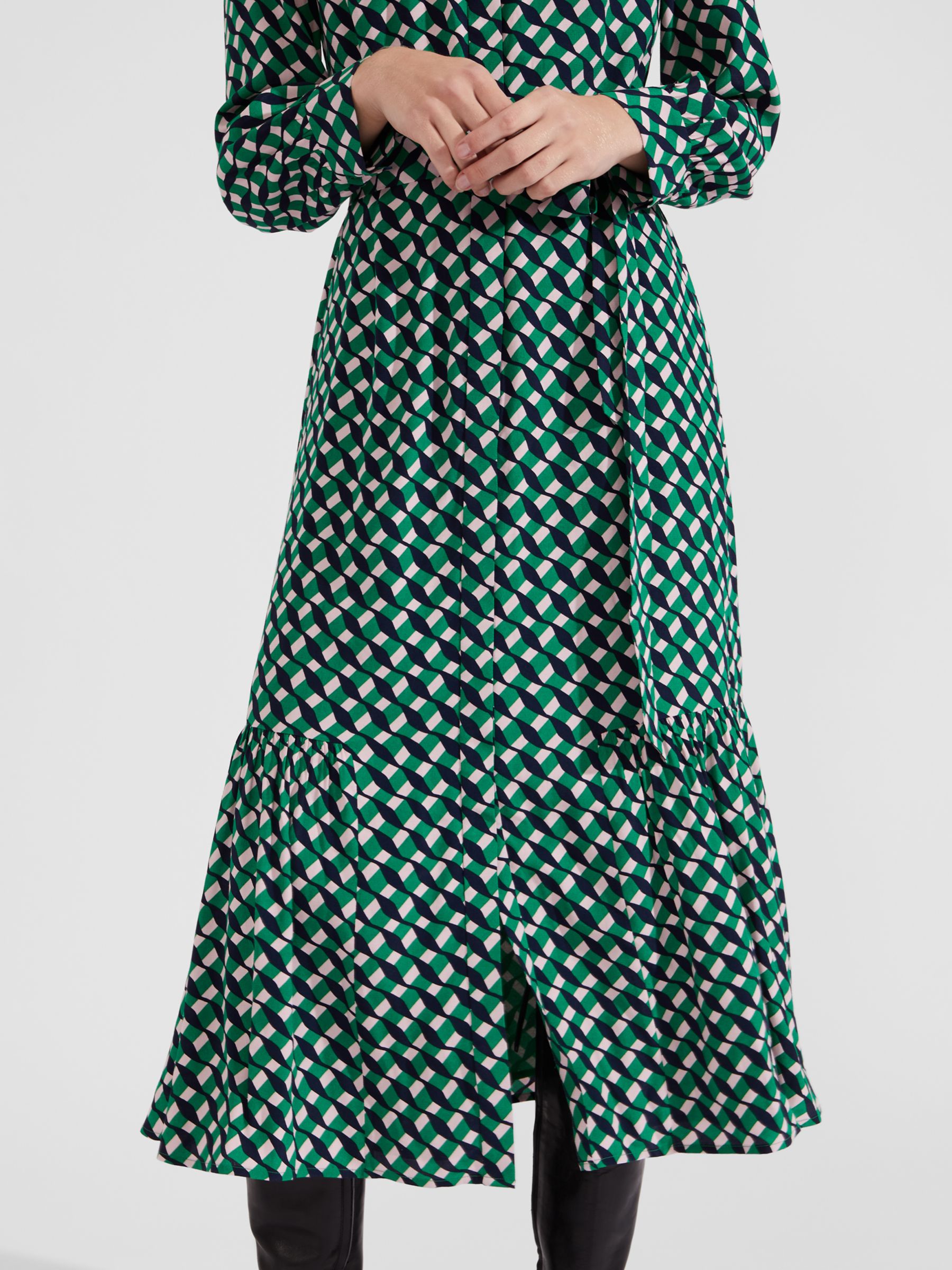 Buy Hobbs Emberly Shirt Midi Dress, Green/Multi Online at johnlewis.com