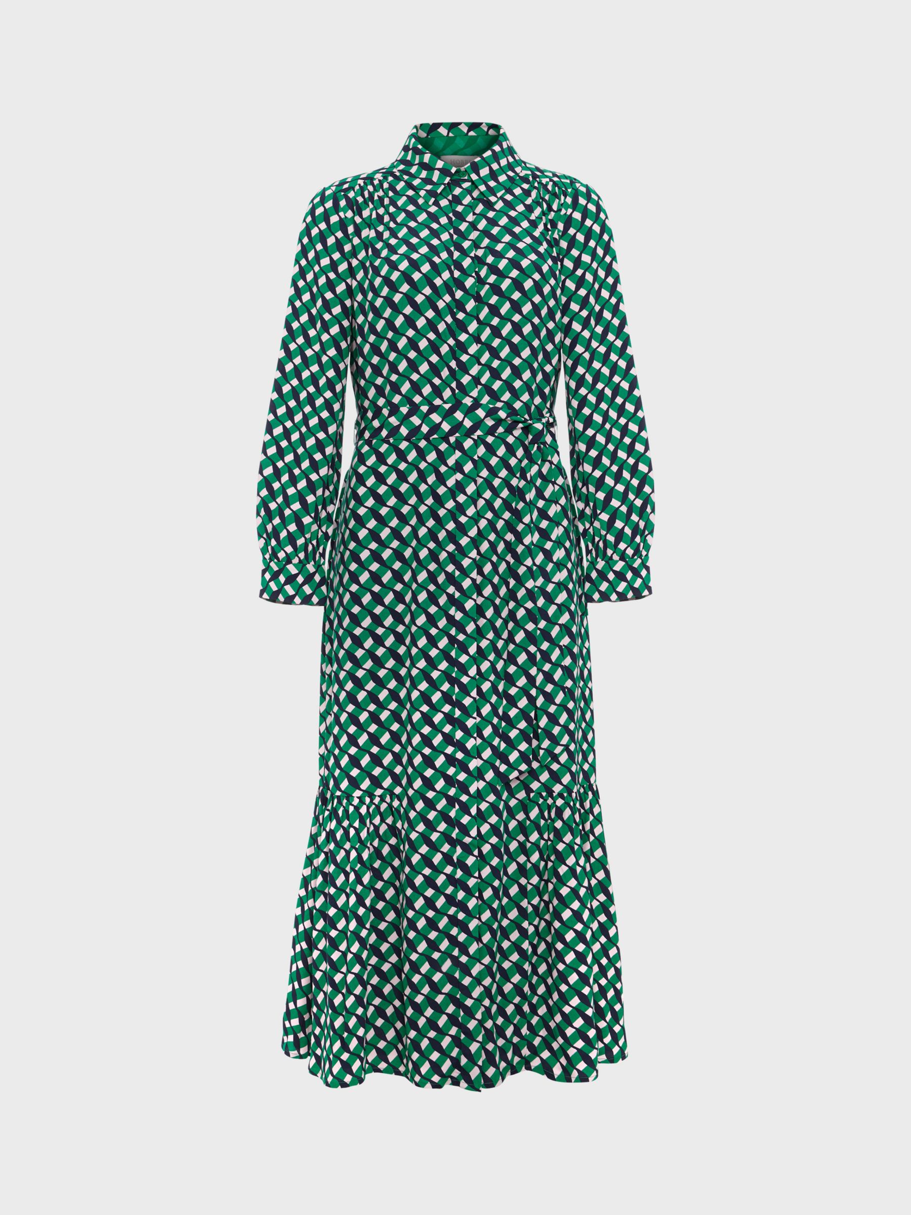 Buy Hobbs Emberly Shirt Midi Dress, Green/Multi Online at johnlewis.com