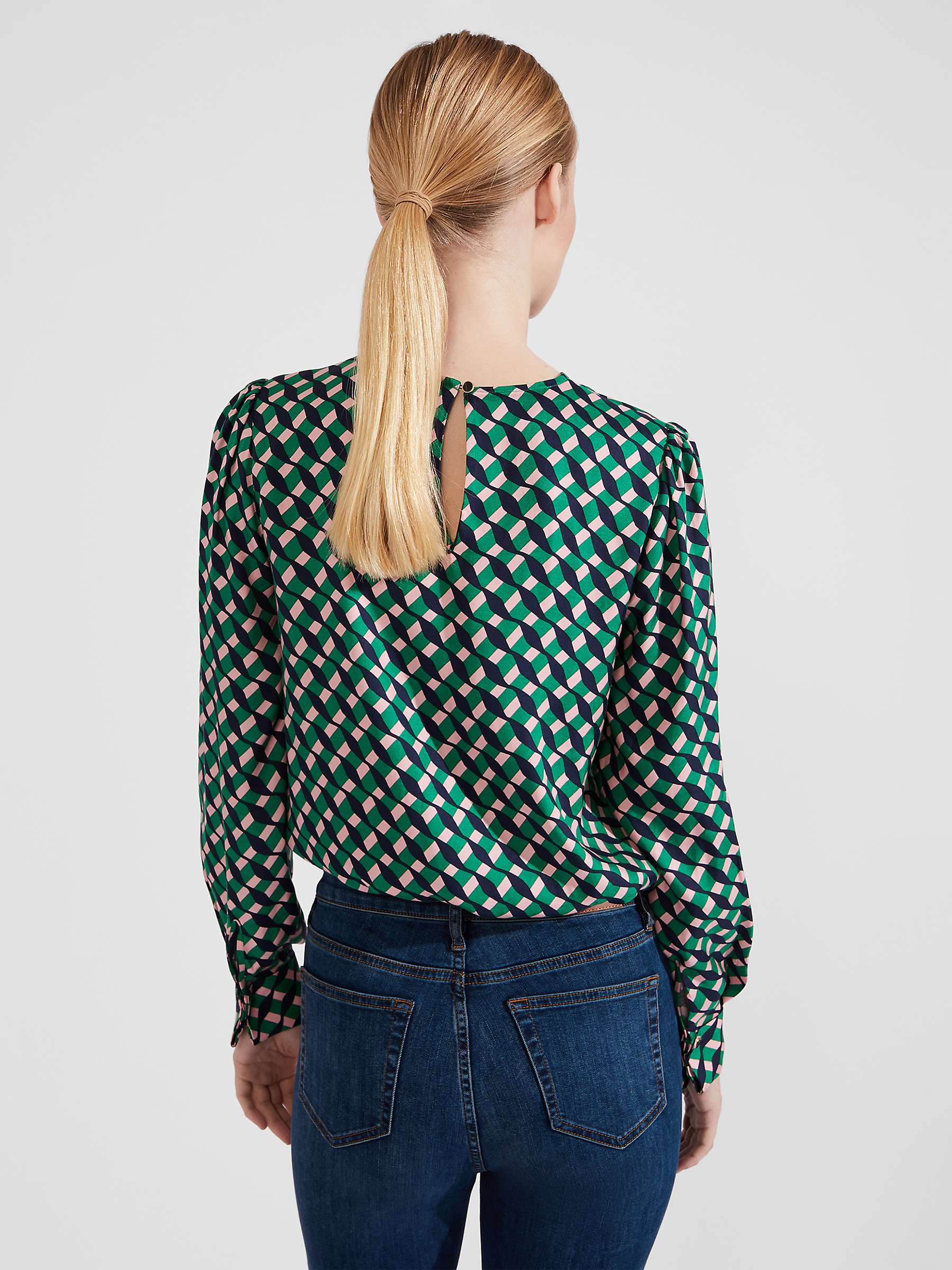 Buy Hobbs Melody Abstract Print Blouse, Green/Multi Online at johnlewis.com