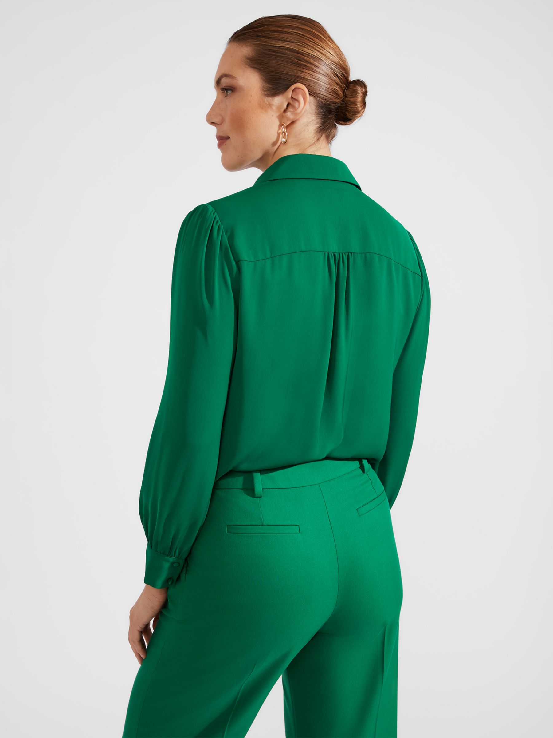 Hobbs Caitlyn Chiffon Shirt, Green, 10