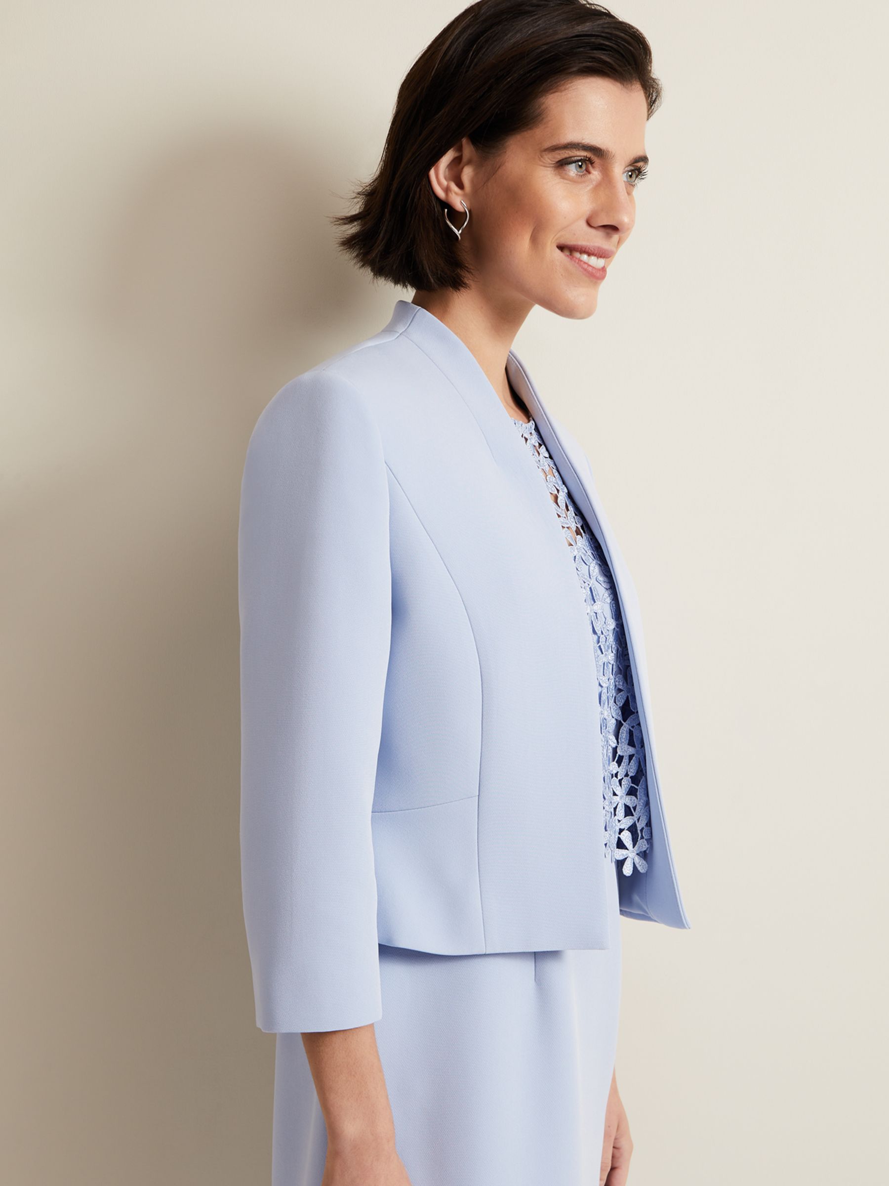 Phase Eight Daisy Fitted Peplum Jacket, Pale Blue, 16