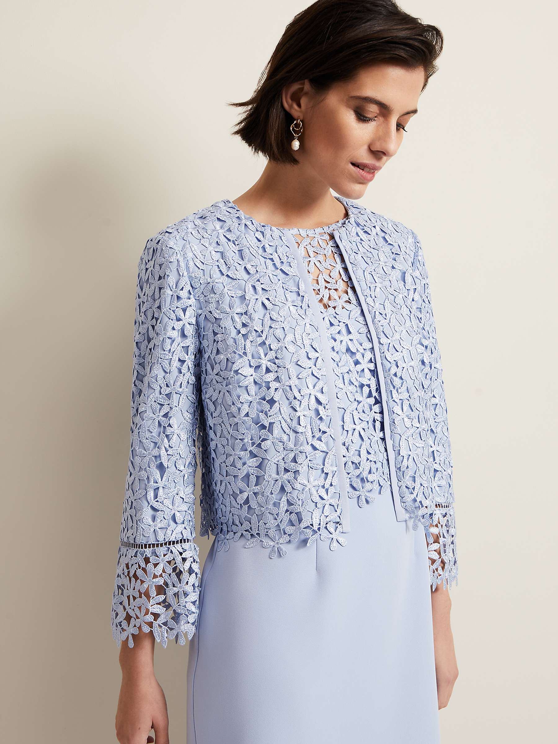 Buy Phase Eight Daisy Lace Jacket, Pale Blue Online at johnlewis.com