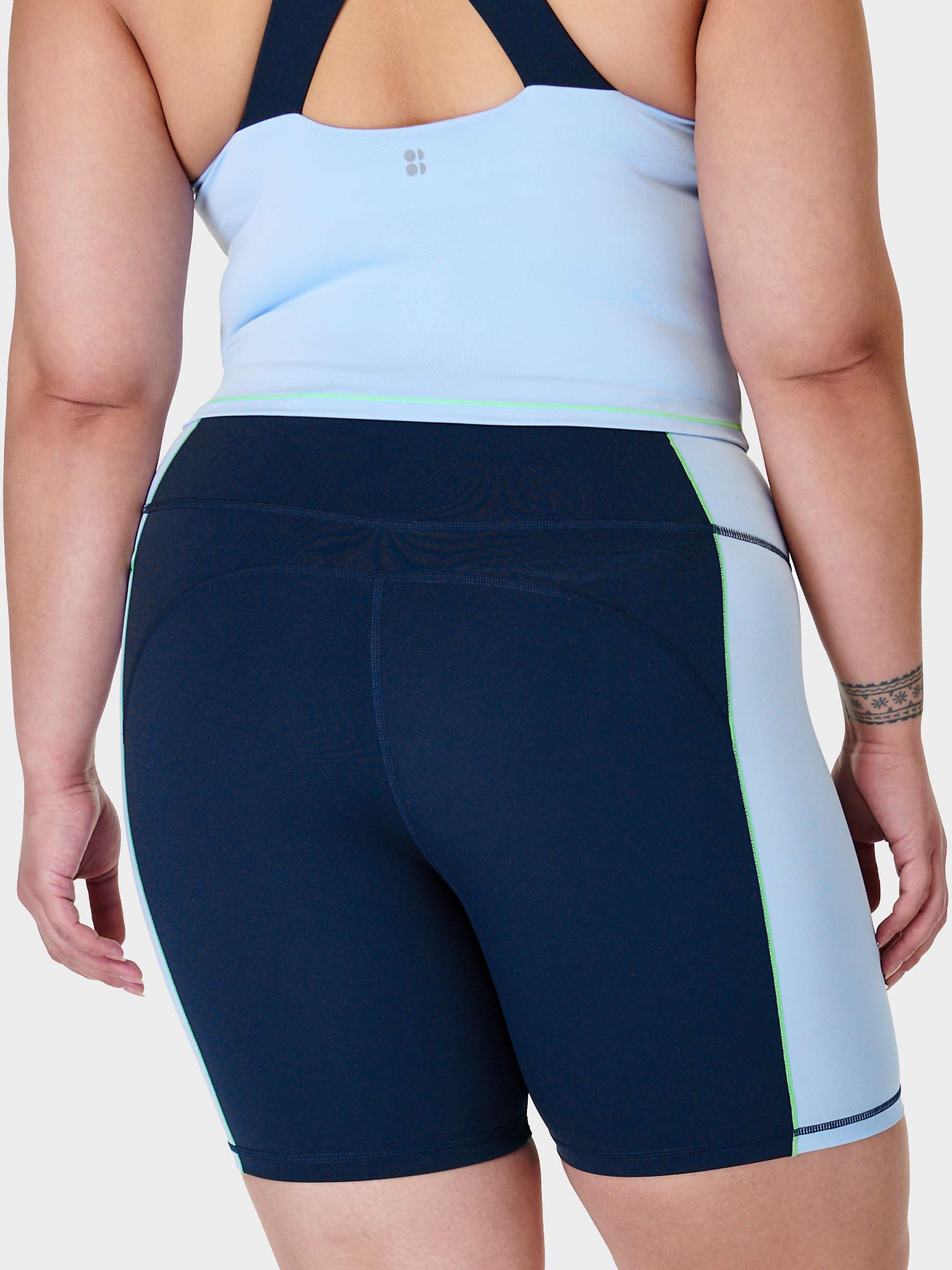 Buy Sweaty Betty Power 6" Contrast Panel Biker Shorts, Navy/Blue Online at johnlewis.com