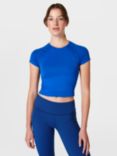 Sweaty Betty Athlete Crop Seamless Workout Top, Lightning Blue