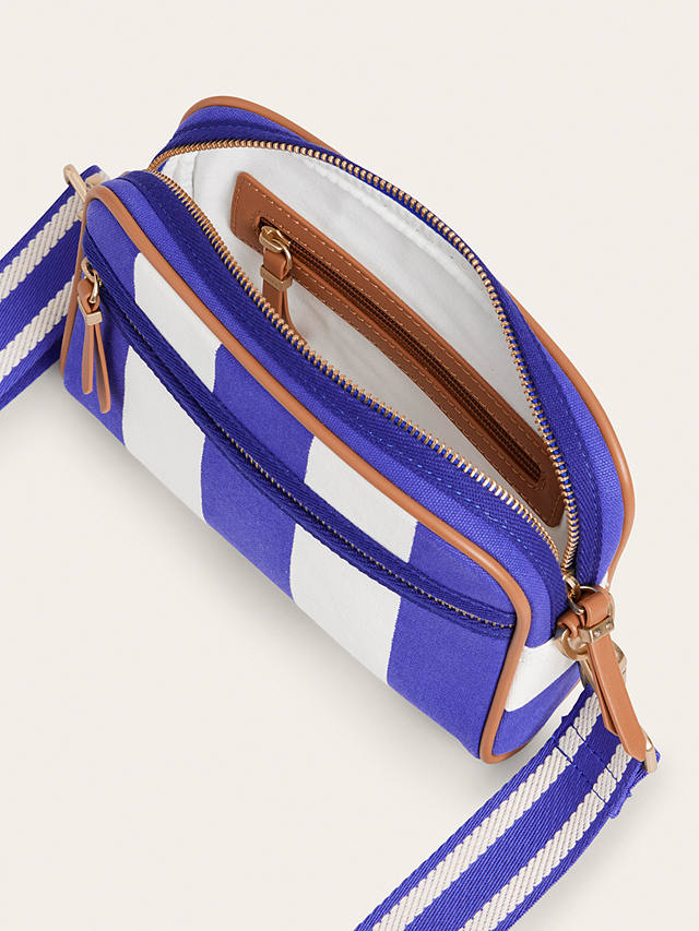 Boden Canvas Stripe Crossbody Bag, Blue/White