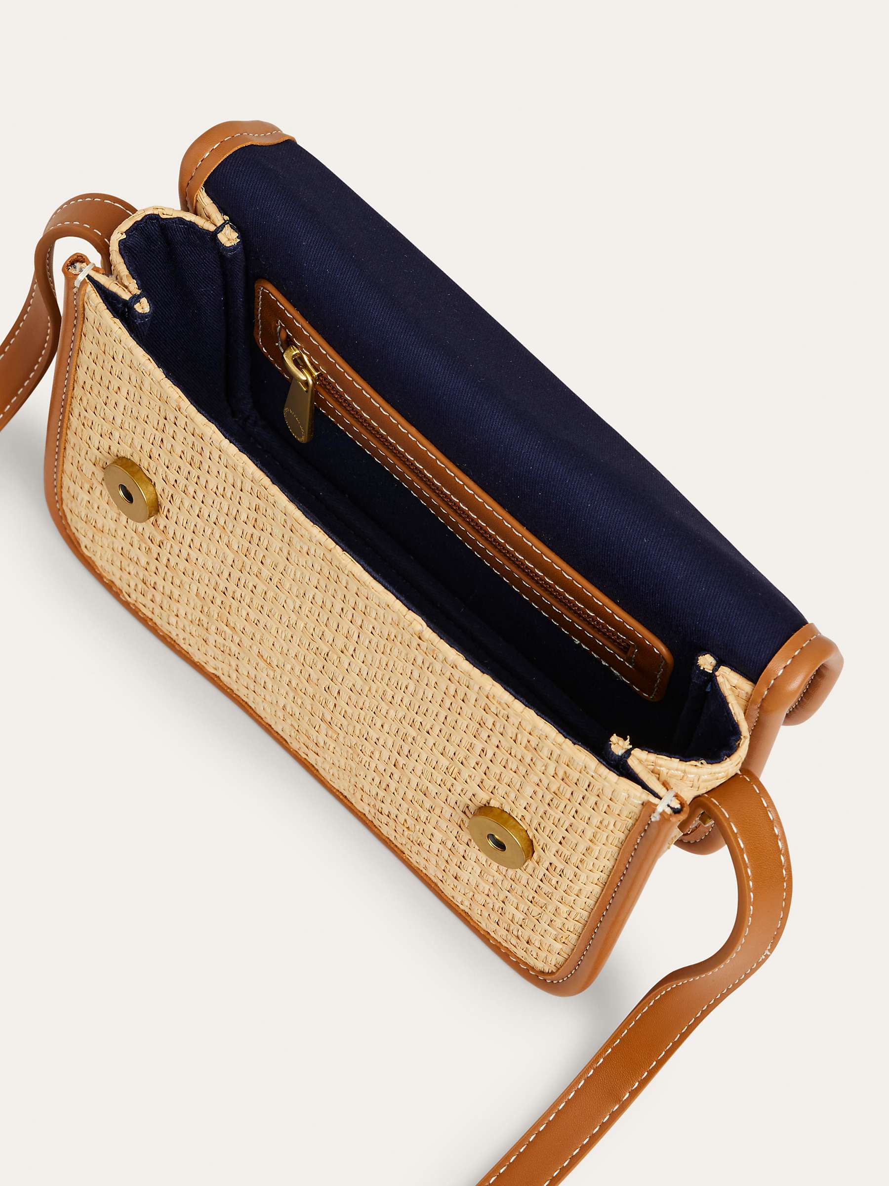 Buy Boden Raffia Snaffle Detail Crossbody Bag, Natural Online at johnlewis.com