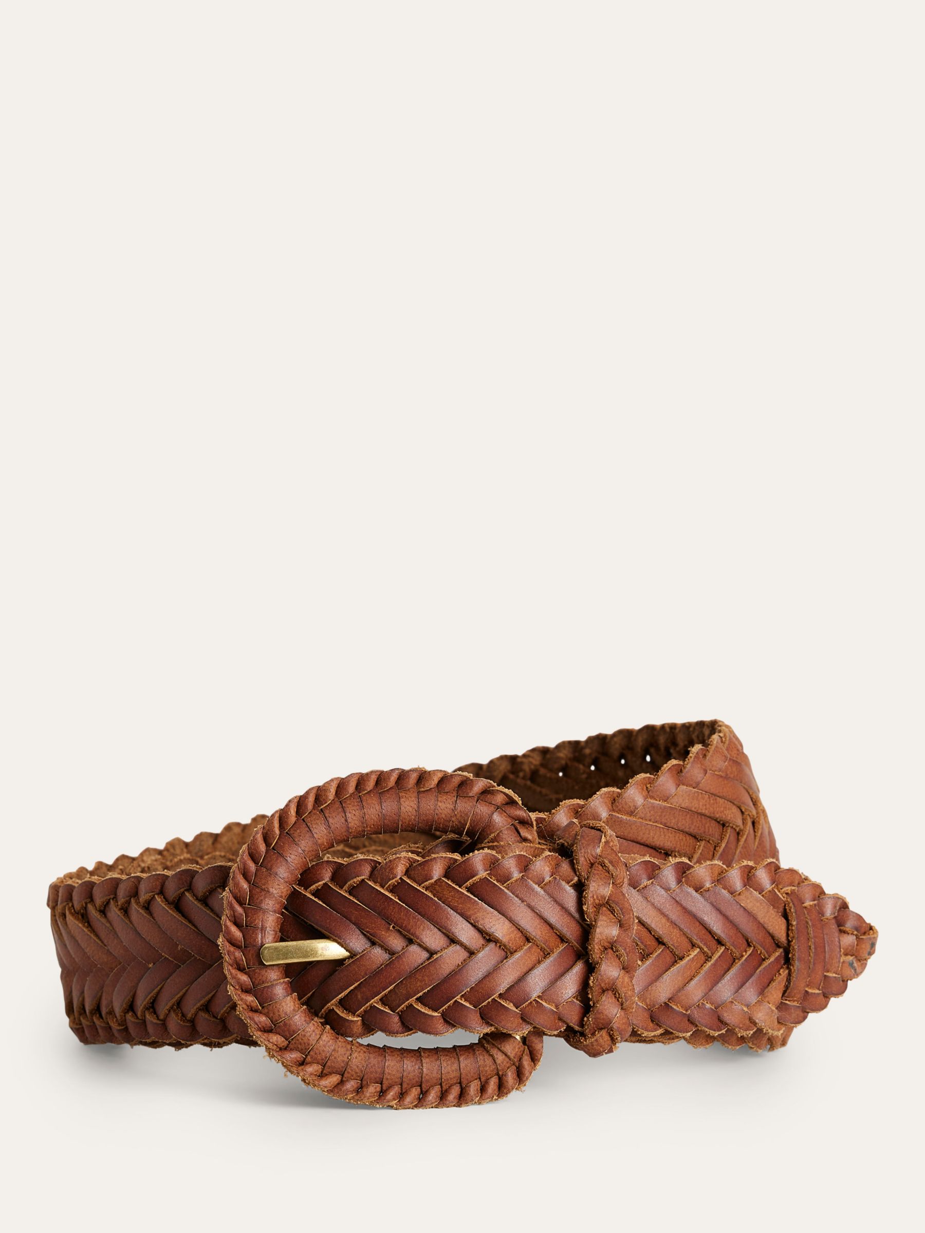 Boden Woven Leather Belt, Tan at John Lewis & Partners