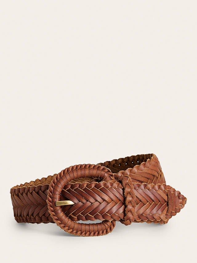 Boden Woven Leather Belt, Tan