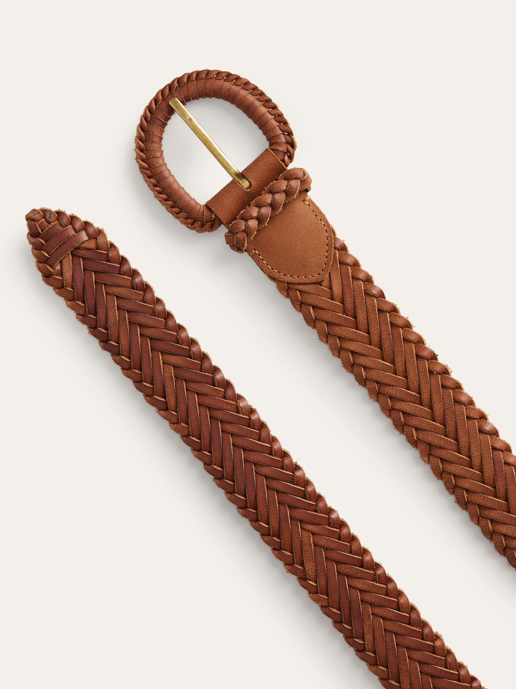 Boden Woven Leather Belt, Tan at John Lewis & Partners