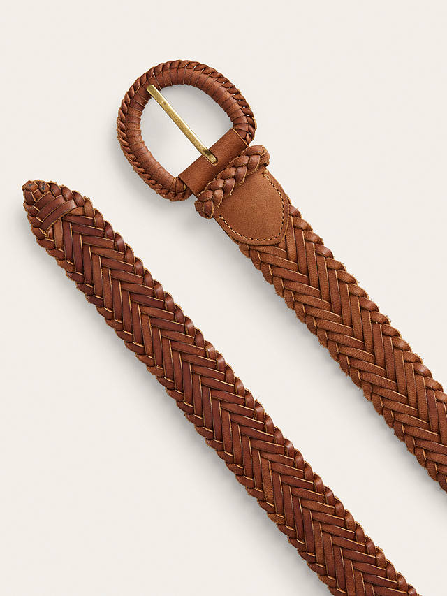 Boden Woven Leather Belt, Tan
