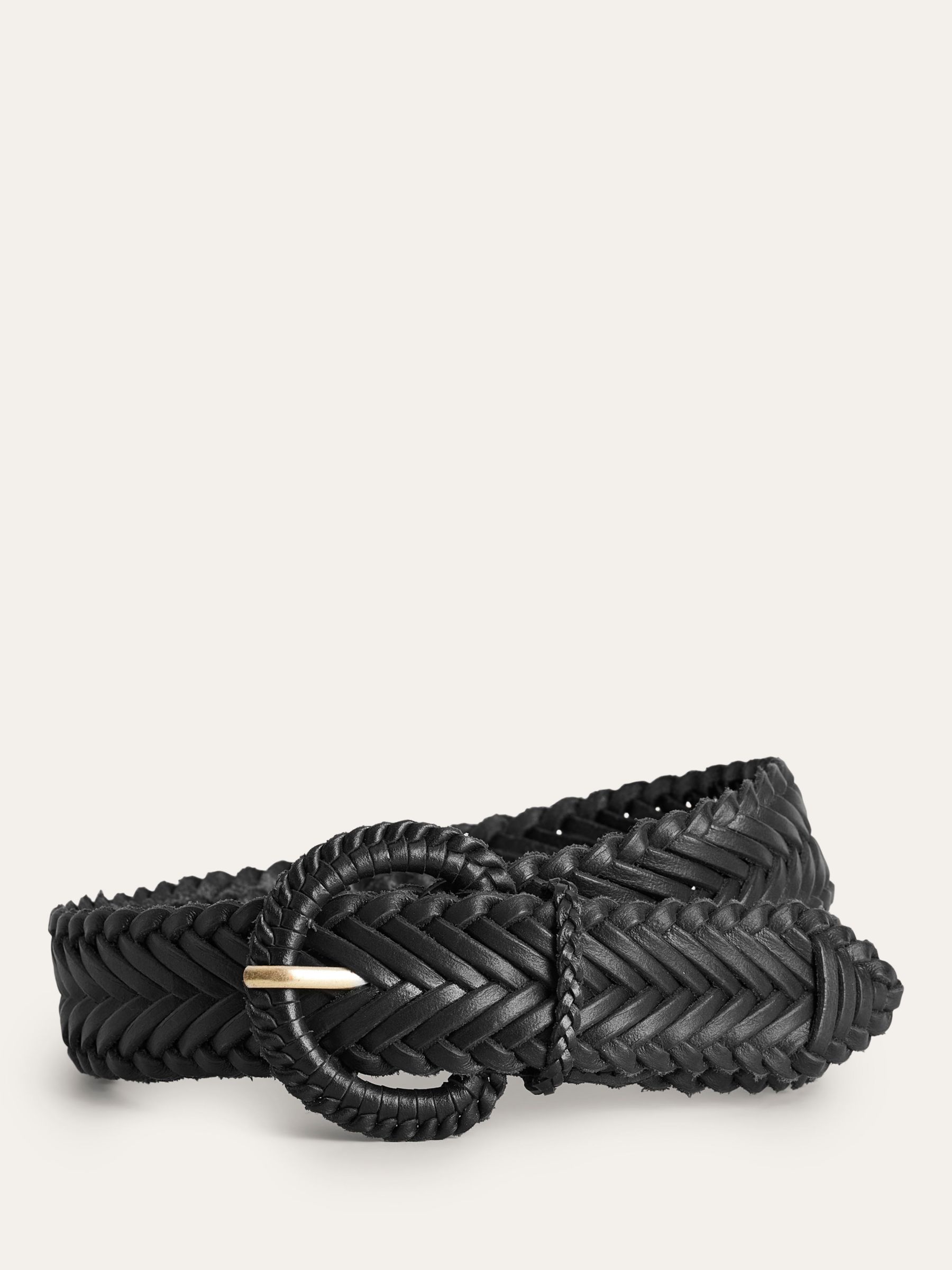 Boden Woven Leather Belt, Black at John Lewis & Partners