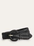 Boden Woven Leather Belt, Black