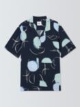 Kin Short Sleeve Abstract Print Shirt, Dark Sapphire