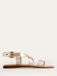 Boden Cross Strap Leather Flat Sandals, Gold