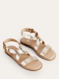 Boden Cross Strap Leather Flat Sandals, Gold