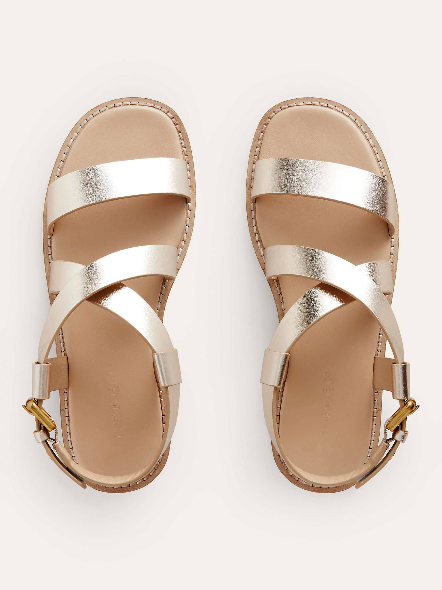 Buy Boden Cross Strap Leather Flat Sandals, Gold Online at johnlewis.com