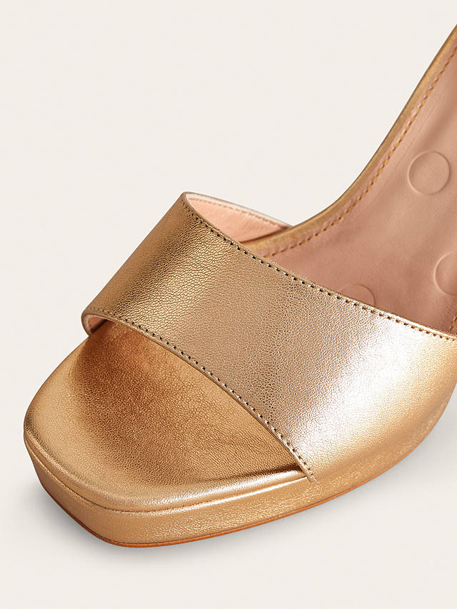 Boden Leather Block Heel Sandals, Gold