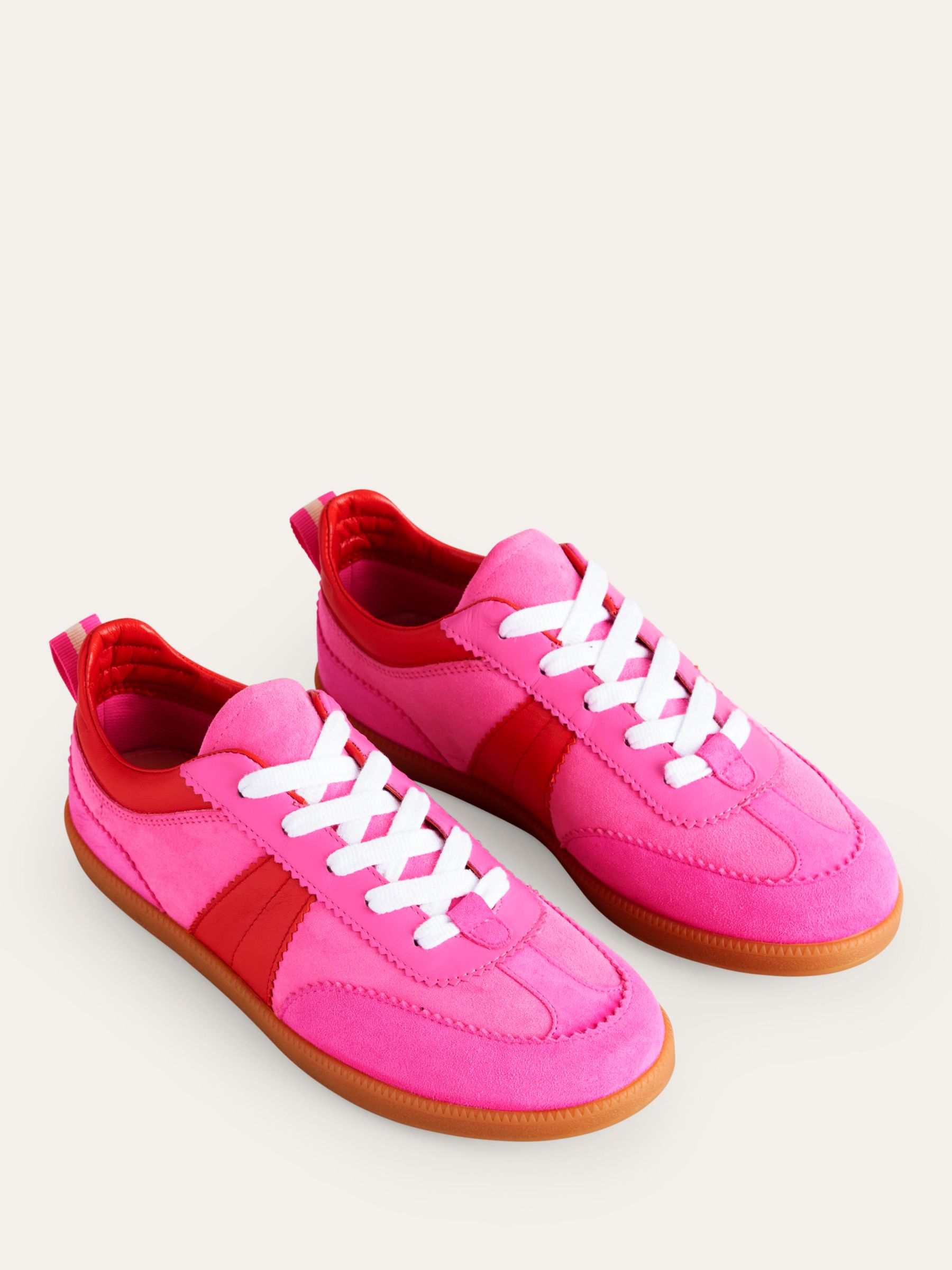 Boden Erin Retro Tennis Trainers, Pink/Red at John Lewis & Partners
