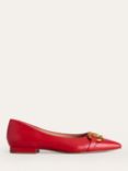 Boden Iris Snaffle Trim Leather Ballet Flats, Glazed Red