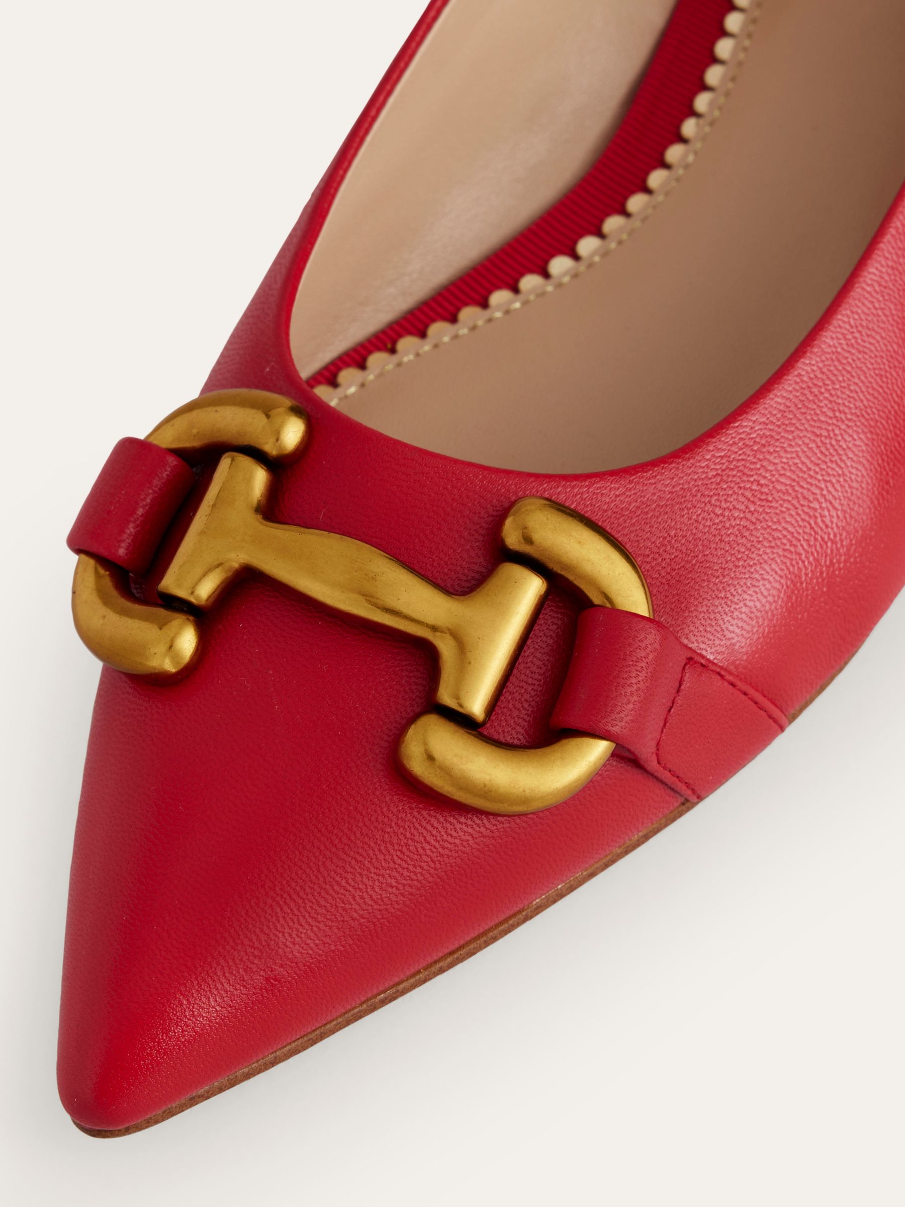 Boden Iris Snaffle Trim Leather Ballet Flats, Glazed Red at John Lewis ...