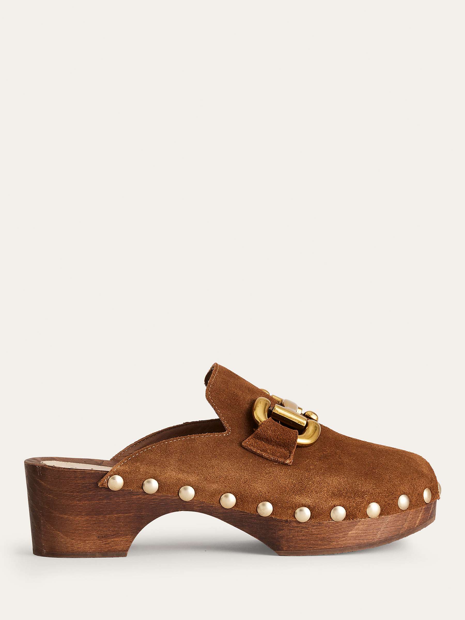 Buy Boden Iris Snaffle Stud Suede Clogs, Golden Brown Online at johnlewis.com