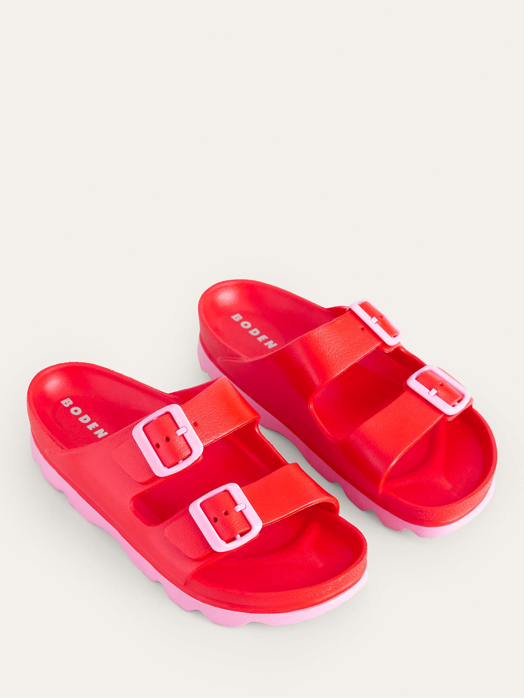 Buy Boden Lyla Double Buckle Strap Slider Sandals, Red/Pink Online at johnlewis.com