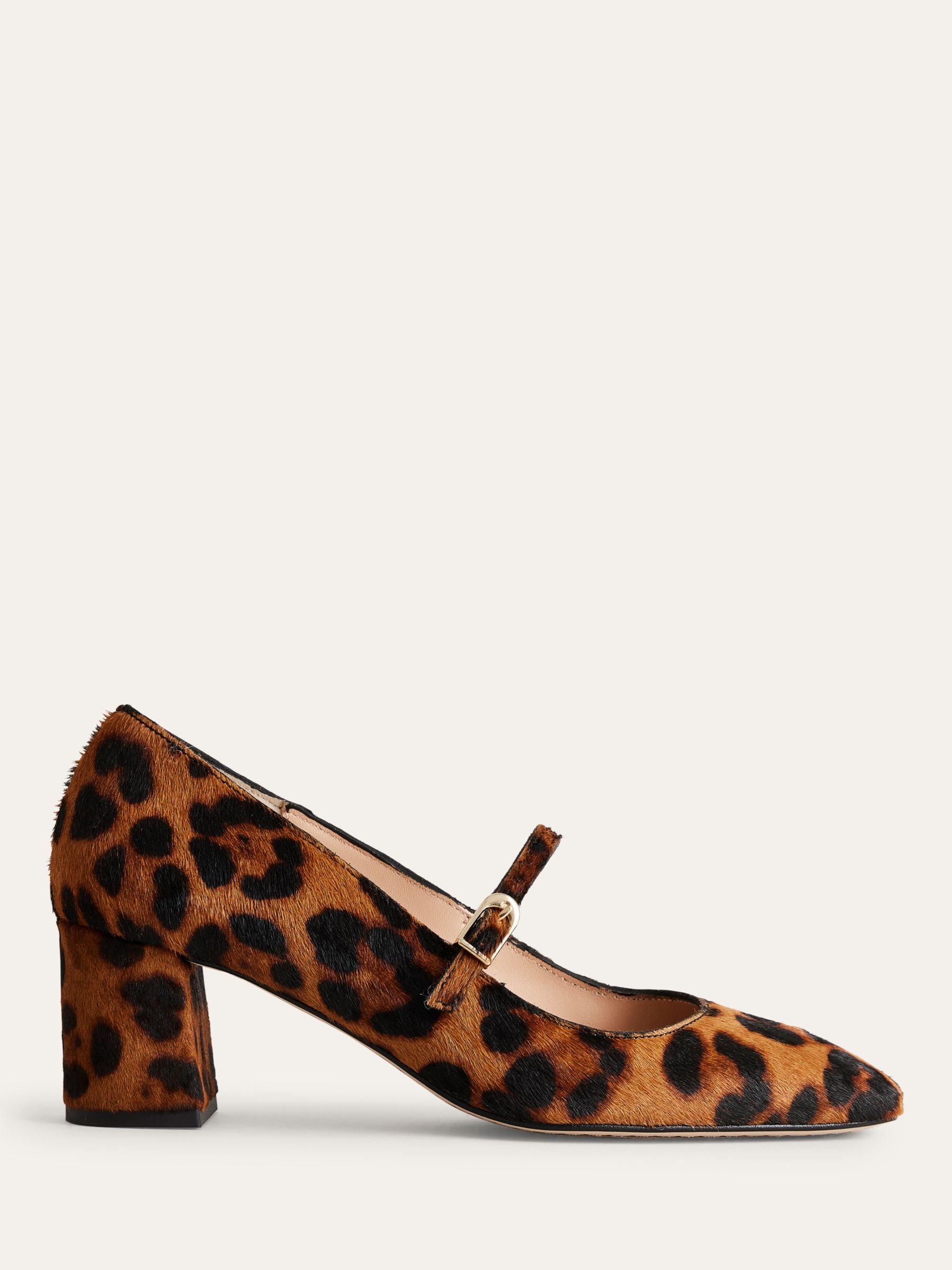 Boden Mary Jane Block Heel Shoes, Classic Leopard Pony, 4