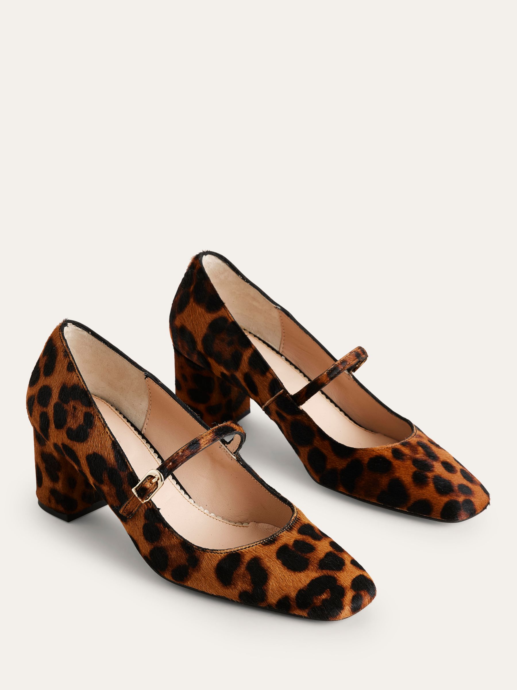 Boden Mary Jane Block Heel Shoes, Classic Leopard Pony, 4