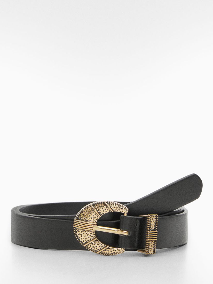 Mango Nolan Engraved Buckle Belt Black