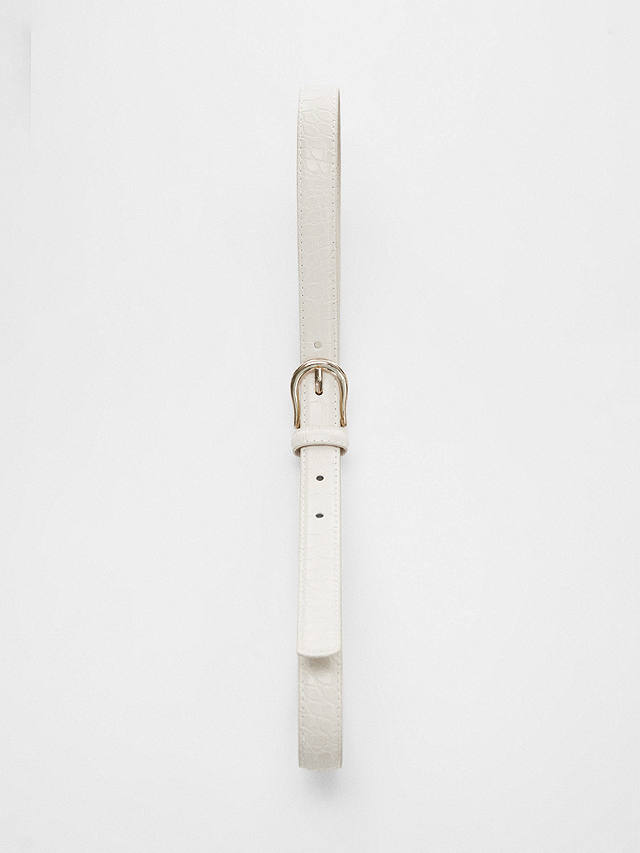 Mango Nico Skinny Belt, Ivory