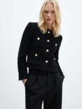 Mango Wintour Tweed Jacket, Black, Black